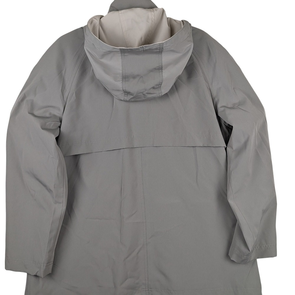 London Fog Hood Rain Jacket Gray L Lightweight Zip Snap Close Pockets Drawstring - Picture 2 of 12